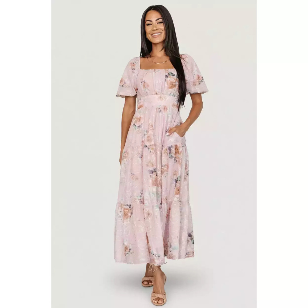 Baltic Born Pink Floral Midi Dress